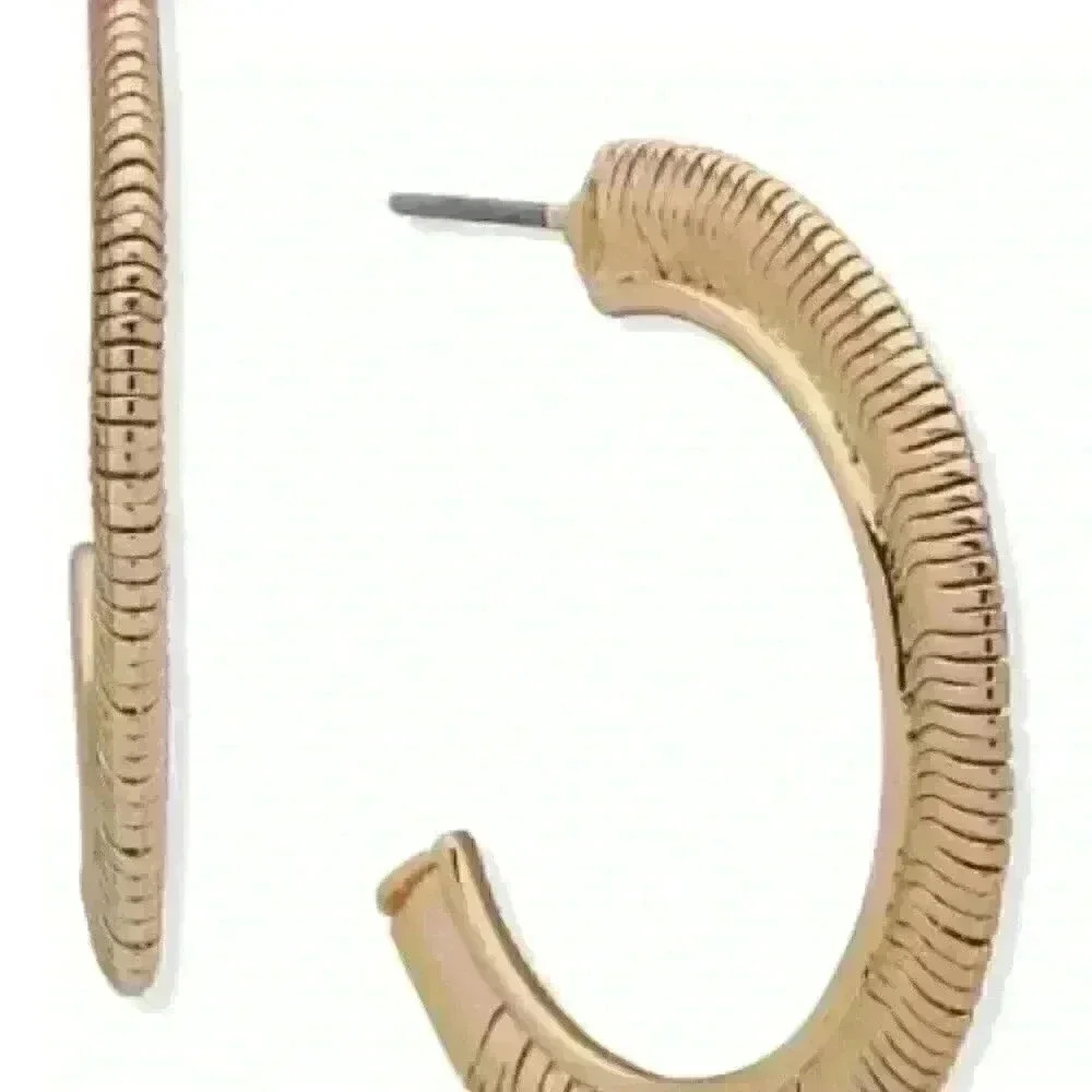 Anne Klein Gold‎ Tone Snake Chain C-Hoop Earrings